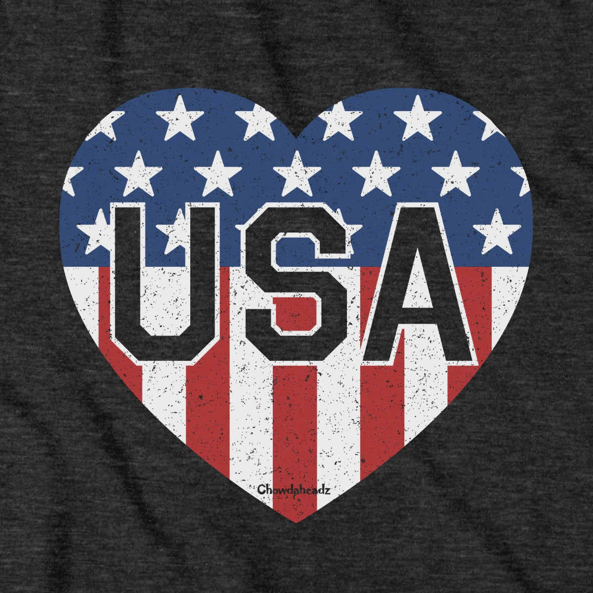 USA Heart tee graphic detail in Charcoal