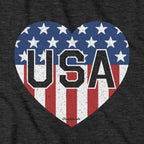 USA Heart tee graphic detail in Charcoal