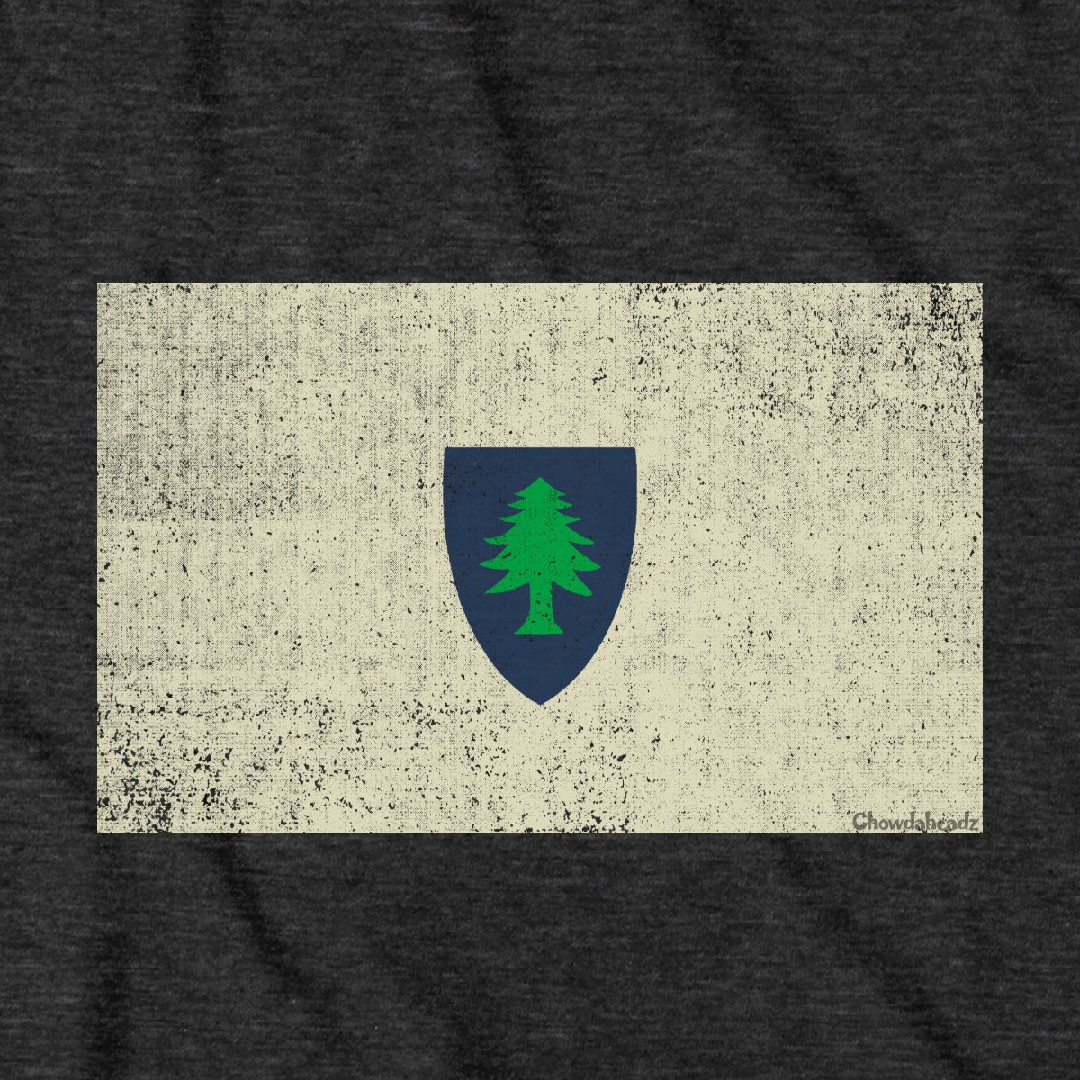 Vintage Massachusetts Flag tee graphic detail in Charcoal