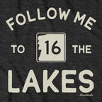 Follow Me To The Lakes NH hoodie graphic detail in Charcoal