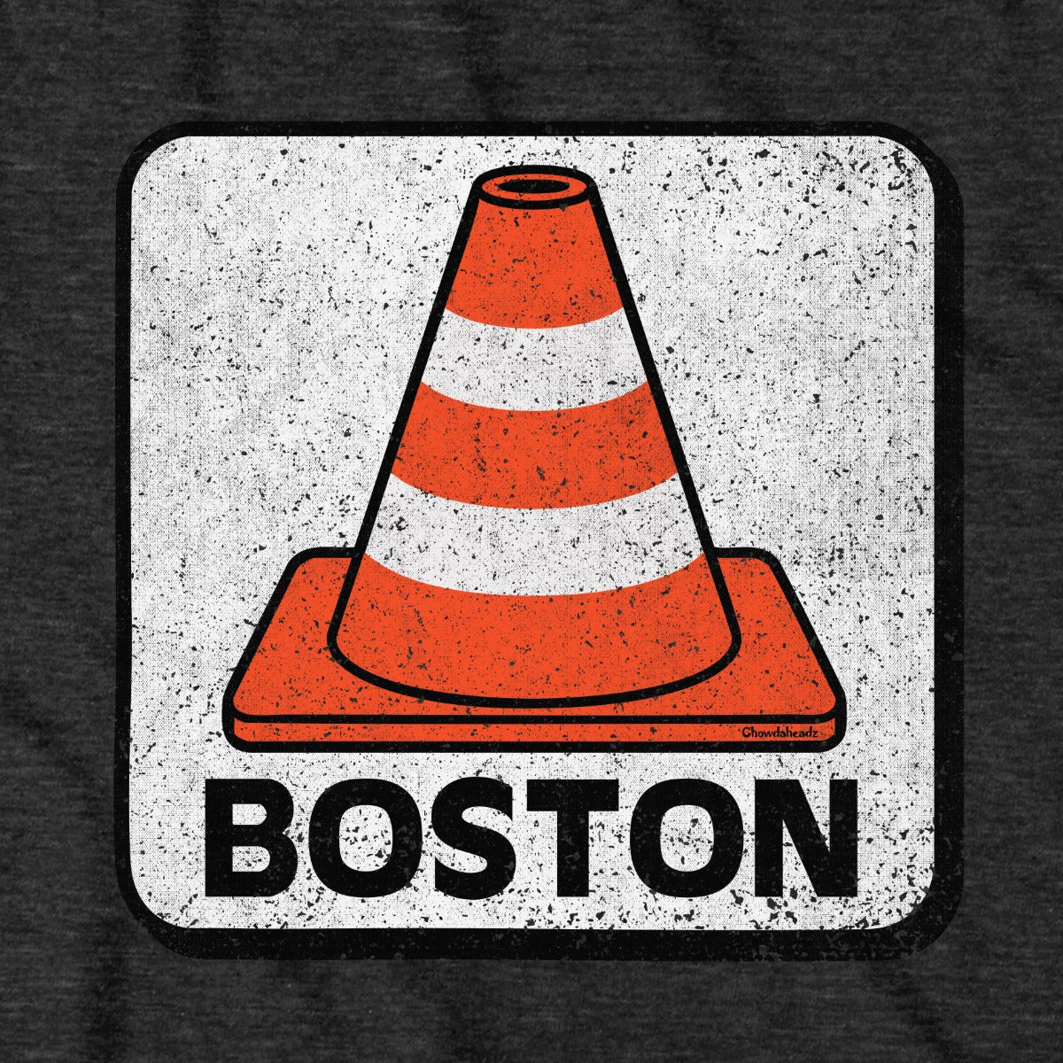 Boston Traffic Cone hoodie graphic detail in Charcoal