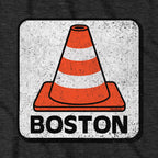 Boston Traffic Cone hoodie graphic detail in Charcoal