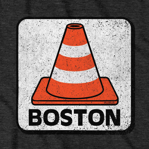 Boston Traffic Cone hoodie graphic detail in Charcoal