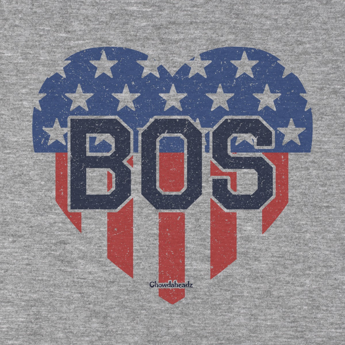BOS Heart Stars & Stripes tee graphic detail in Gray