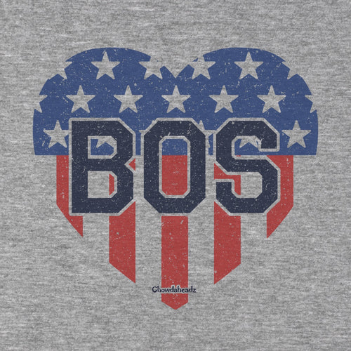BOS Heart Stars & Stripes tee graphic detail in Gray