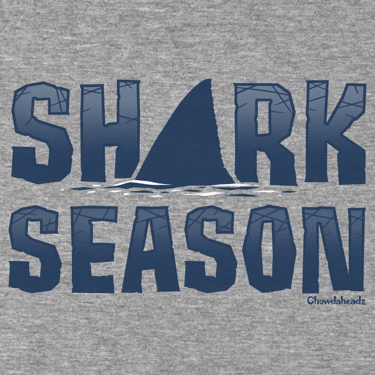 Shark Season tee graphic detail in Gray