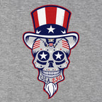 Uncle Sam Patriotic Dead Head Hoodie graphic zoom in Gray