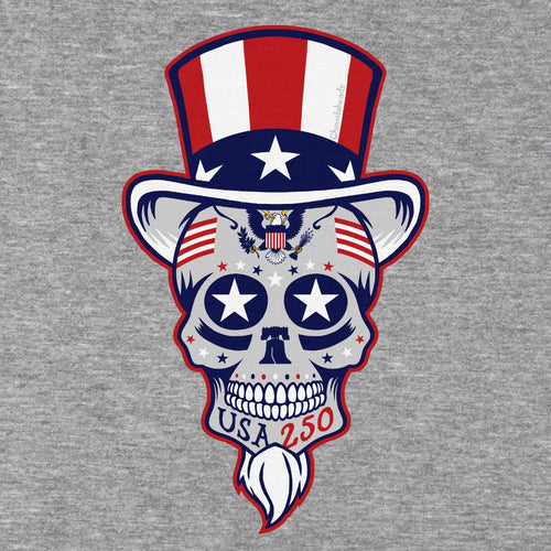 Uncle Sam Patriotic Dead Head Hoodie graphic zoom in Gray