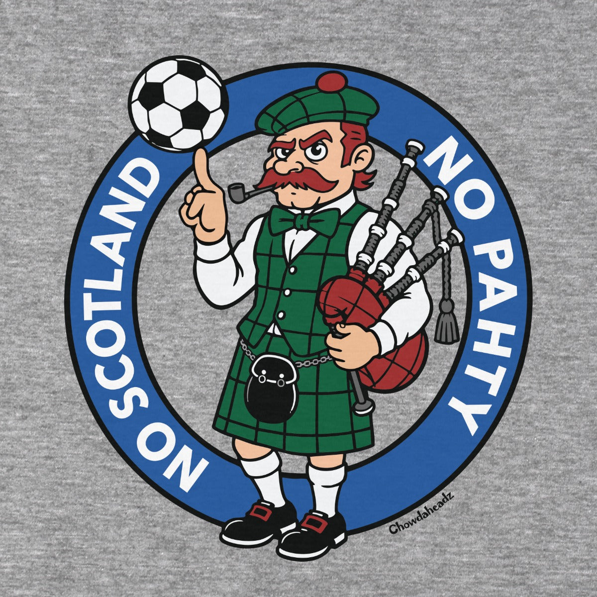 No Scotland No Pahty soccer graphic detail in Gray