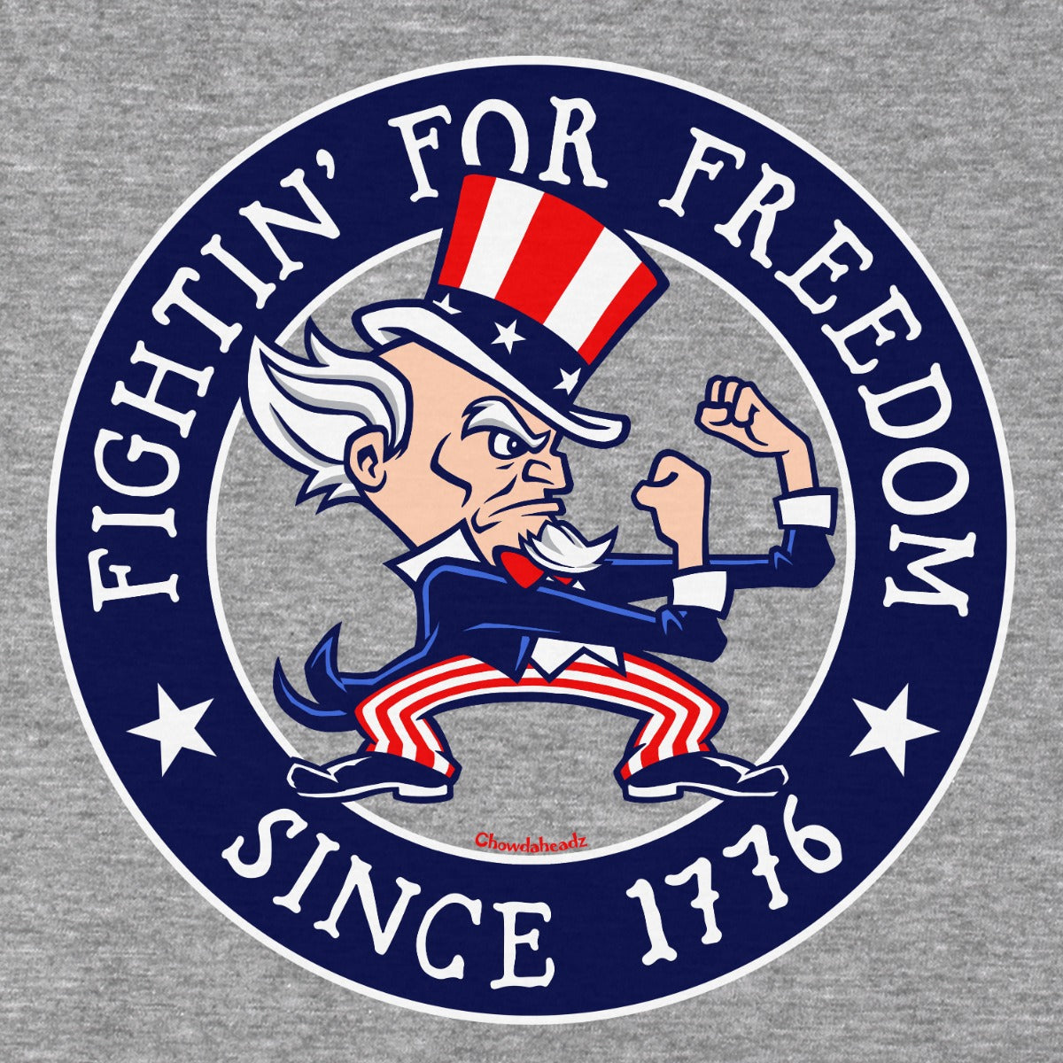 Fightin' For Freedom Uncle Sam Hoodie graphic zoom in Gray