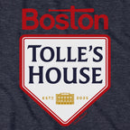 Tolle's House Boston Baseball tee graphic detail in Heather Blue