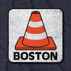 Boston Traffic Cone hoodie graphic detail in Heather Blue