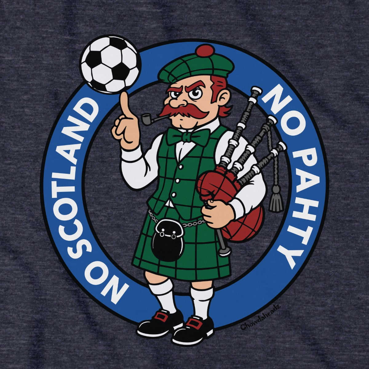 No Scotland No Pahty soccer graphic detail in Heather Blue
