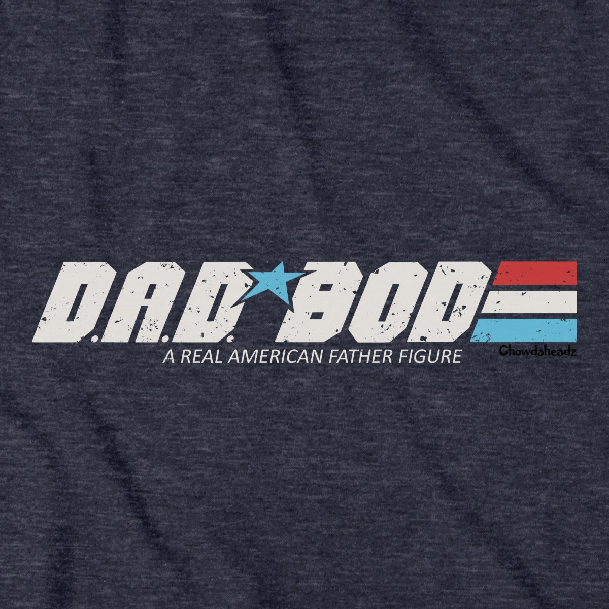 D.A.D. BOD A Real American Figure Hoodie graphic zoom in Heather Blue