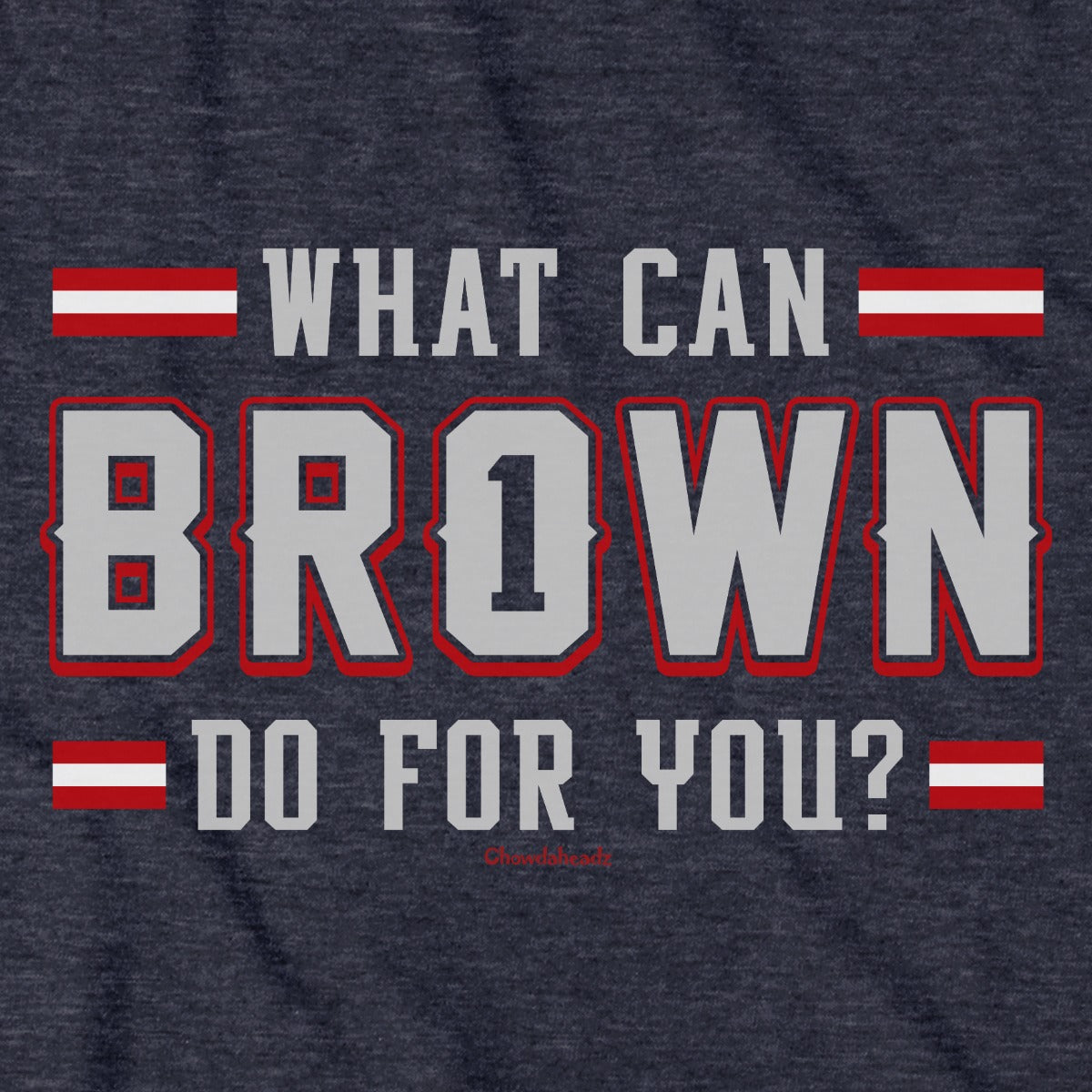 What Can Brown Do For You? hoodie graphic detail in Heather Blue