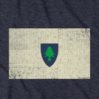 Vintage Massachusetts Flag hoodie graphic detail in Heather Blue