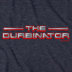 The Durbinator Boston Baseball tee graphic detail in Heather Blue