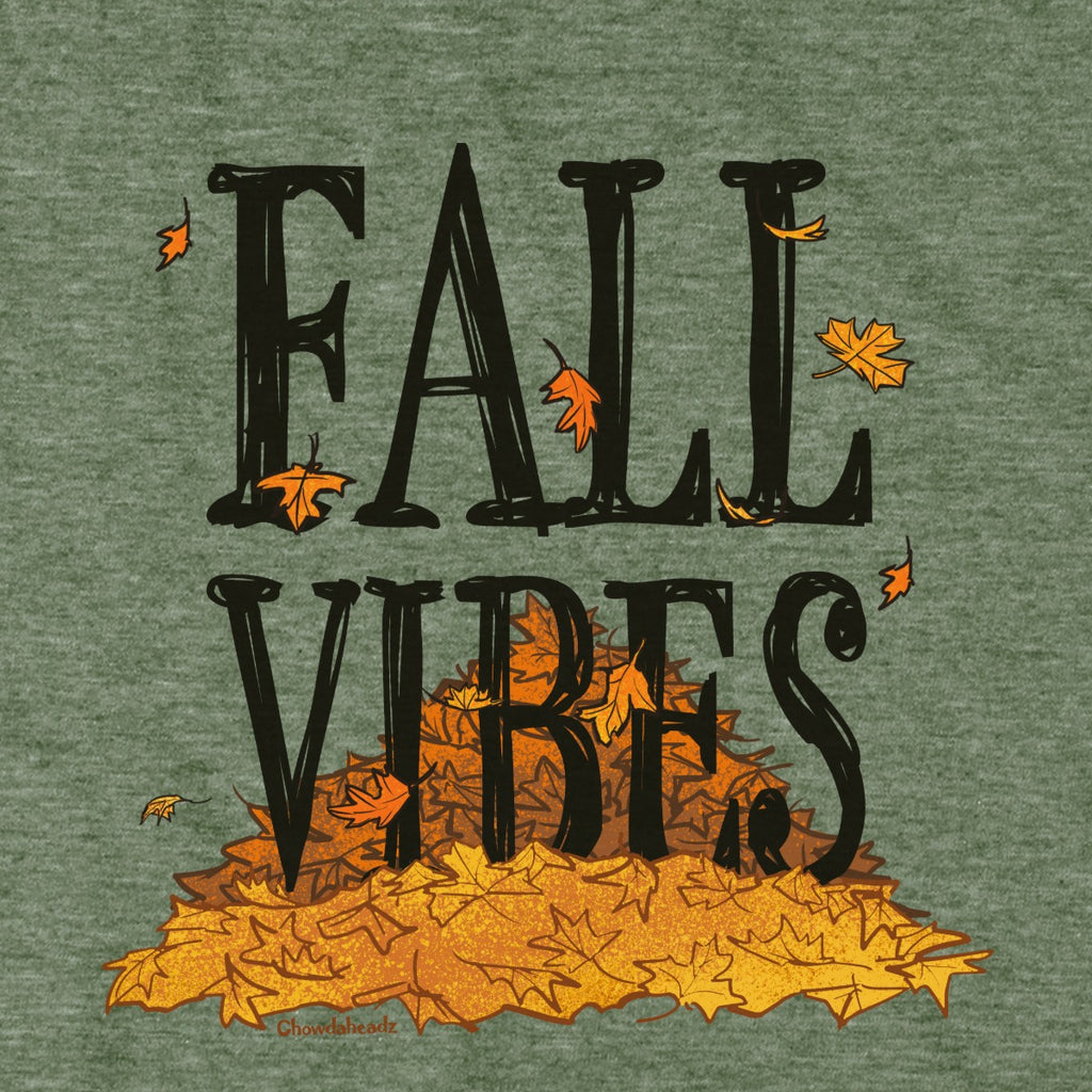 Fall Vibes hoodie graphic detail in Military Green