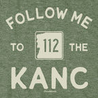 Follow Me To The Kanc NH tee graphic detail in Military Green