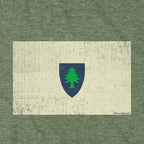 Vintage Massachusetts Flag hoodie graphic detail in Military Green
