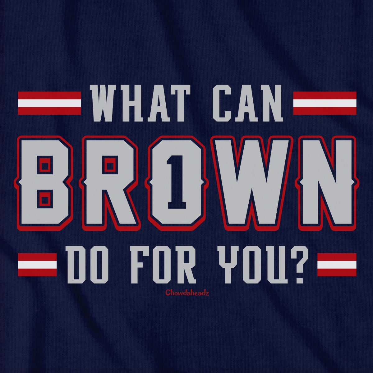 What Can Brown Do For You? tee graphic detail in Navy