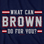 What Can Brown Do For You? tee graphic detail in Navy