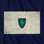 Vintage Massachusetts Flag tee graphic detail in Navy