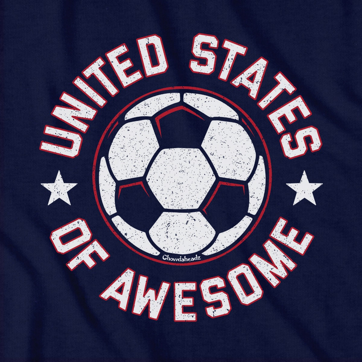 United States of Awesome Soccer tee graphic detail in Navy