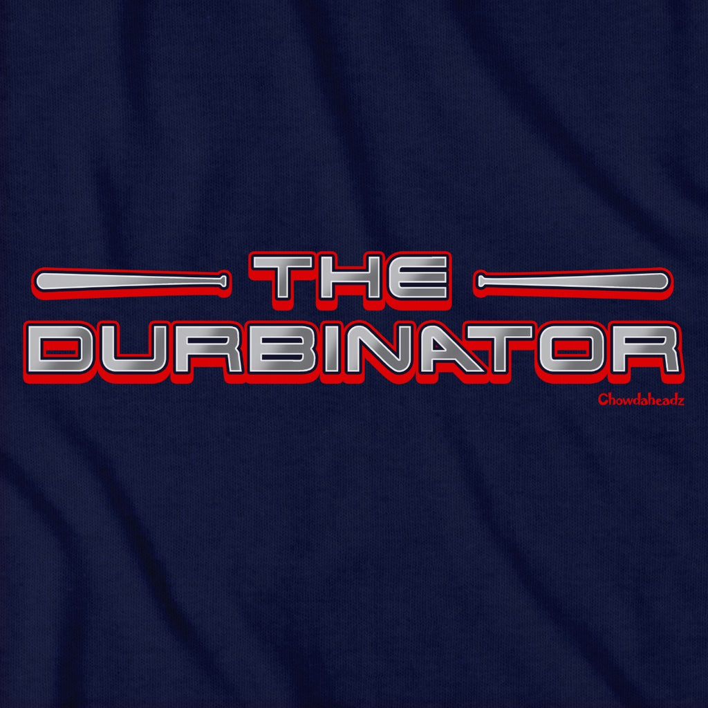 The Durbinator Boston Baseball tee graphic detail in Navy