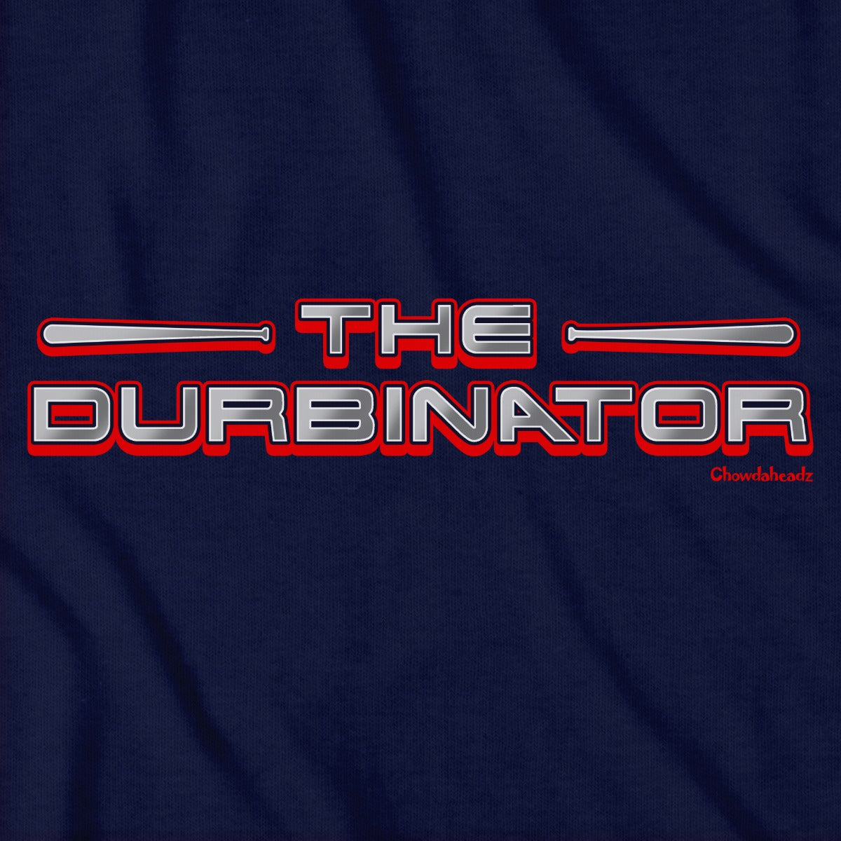 The Durbinator Boston Baseball tee graphic detail in Navy