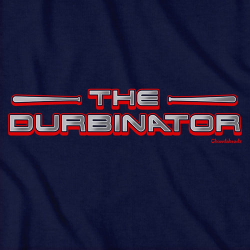 The Durbinator Boston Baseball tee graphic detail in Navy