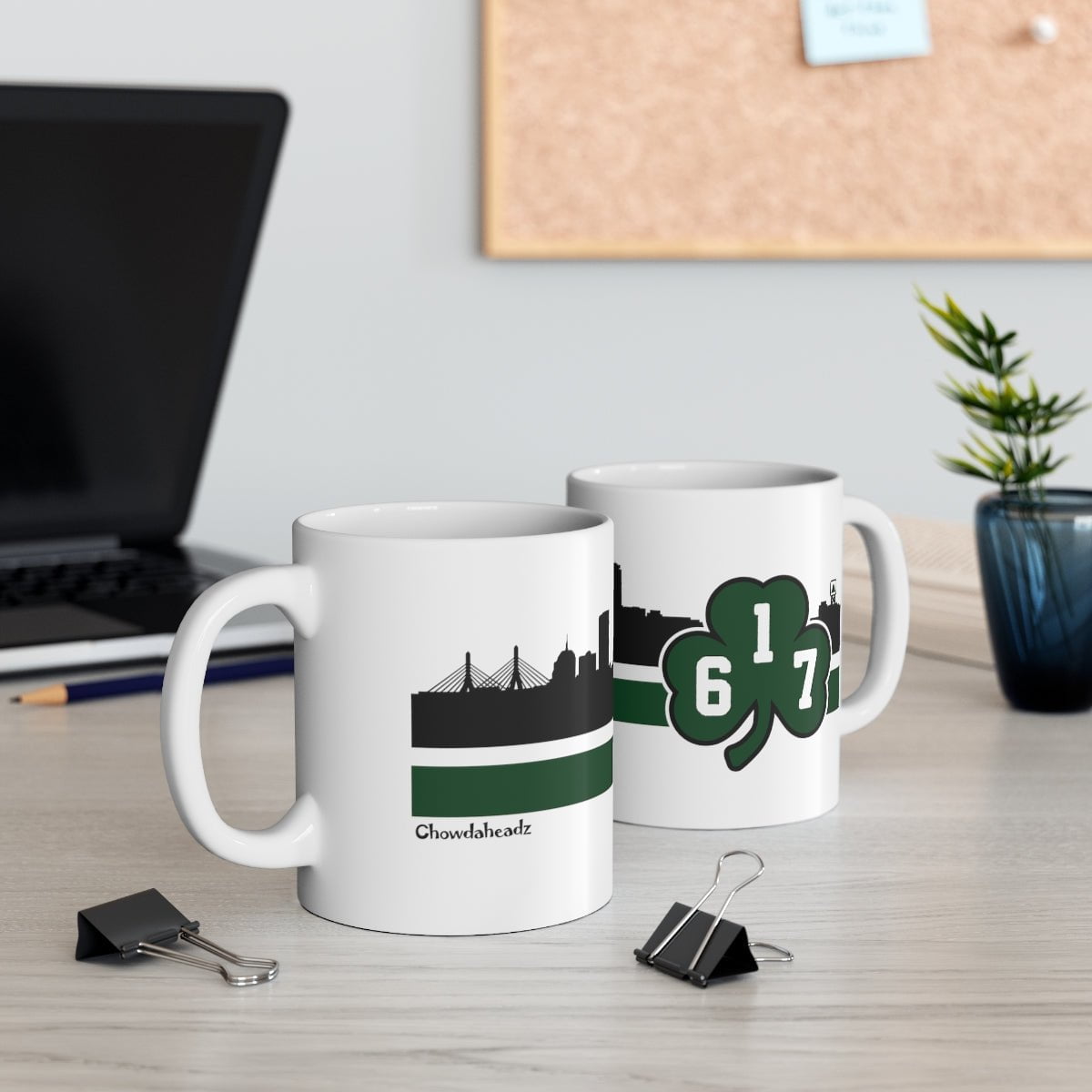 Boston 617 Shamrock Sideline 11oz Coffee Mug - Chowdaheadz