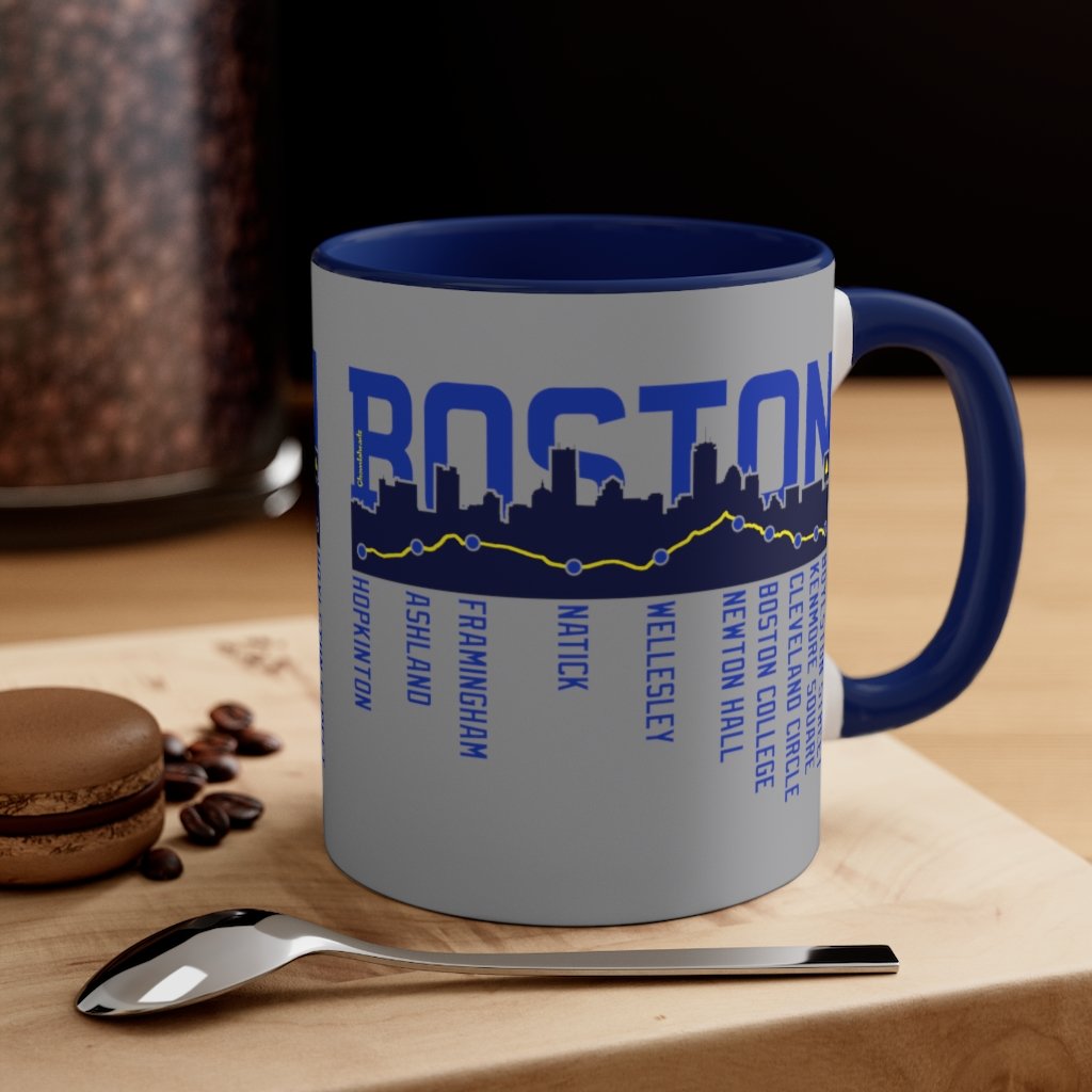 Boston Skyline Run Route Accent Coffee Mug, 11oz - Chowdaheadz