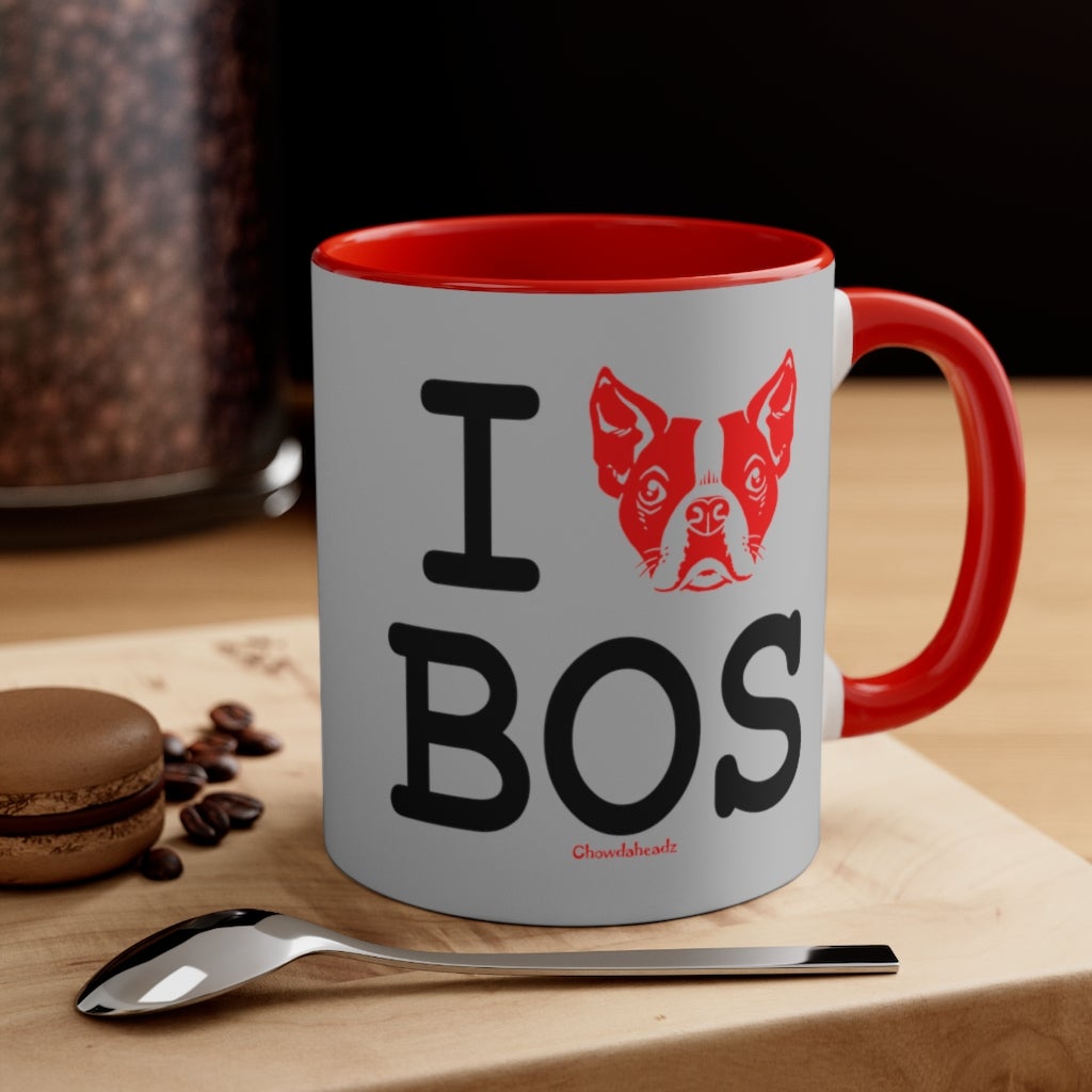 I Heart BOS Terrier Accent Coffee Mug, 11oz - Chowdaheadz