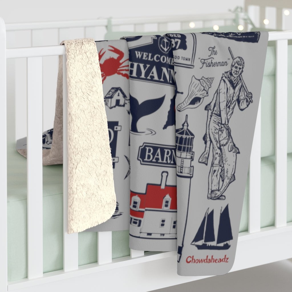 Cape Cod Tourist Attraction Sherpa Fleece Blanket - Chowdaheadz