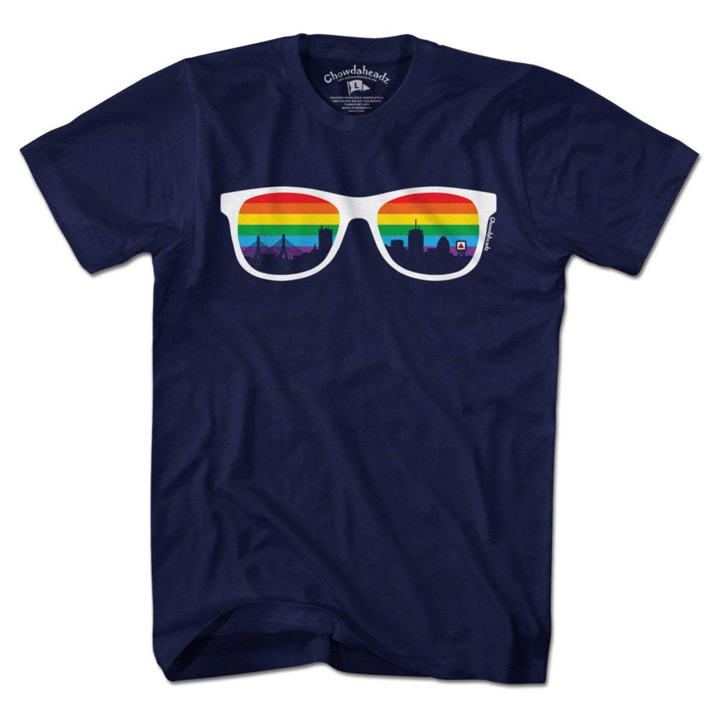 Boston Rainbow Skyline Sunglasses T-Shirt - Chowdaheadz