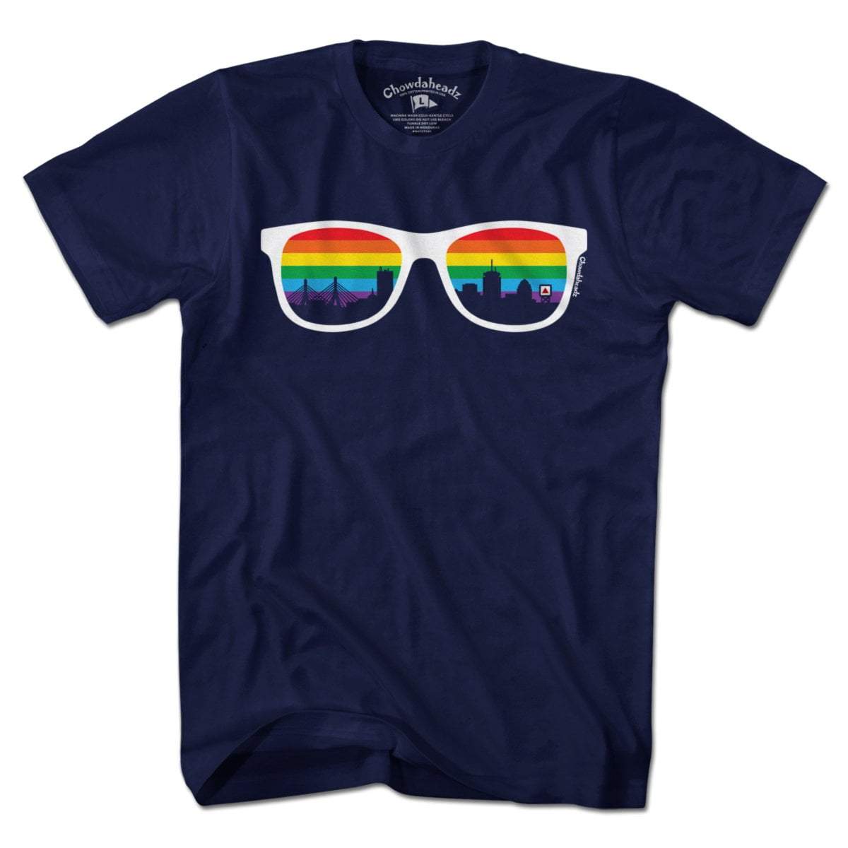 Boston Rainbow Skyline Sunglasses T-Shirt - Chowdaheadz