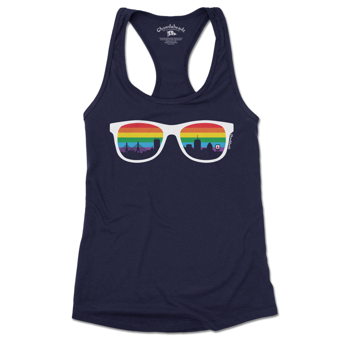 Boston Rainbow Skyline Sunglasses Women's Tank Top (6 Colors) - Chowdaheadz