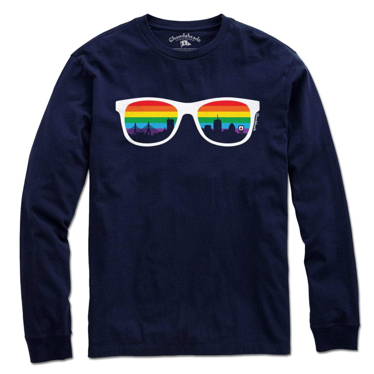Boston Rainbow Skyline Sunglasses T-Shirt - Chowdaheadz