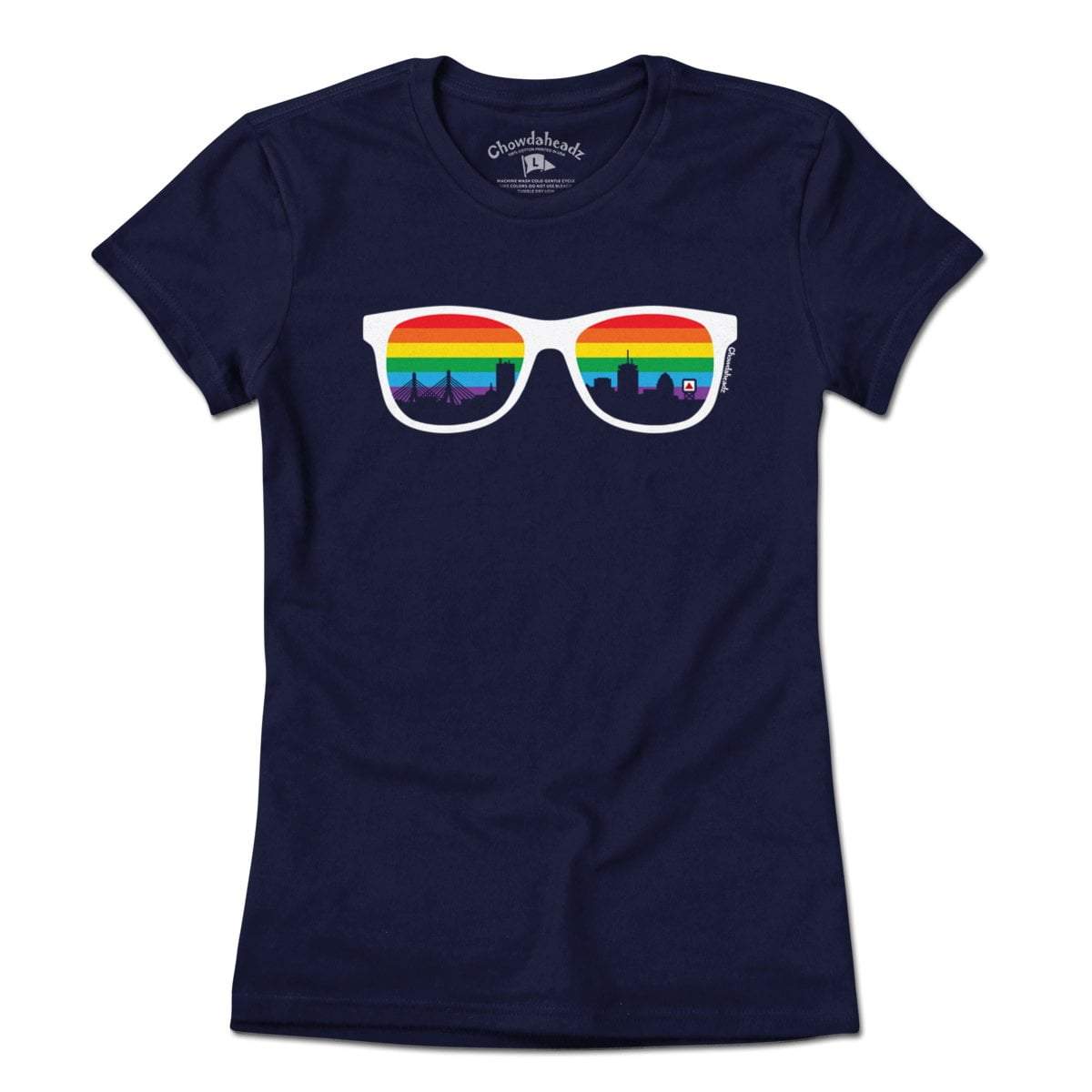Boston Rainbow Skyline Sunglasses T-Shirt - Chowdaheadz