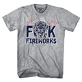 F Fireworks USA Dog t-shirt with funny patriotic dog graphic — funny dog fireworks tee