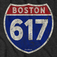 Boston 617 Highway Sign T-Shirt - Chowdaheadz