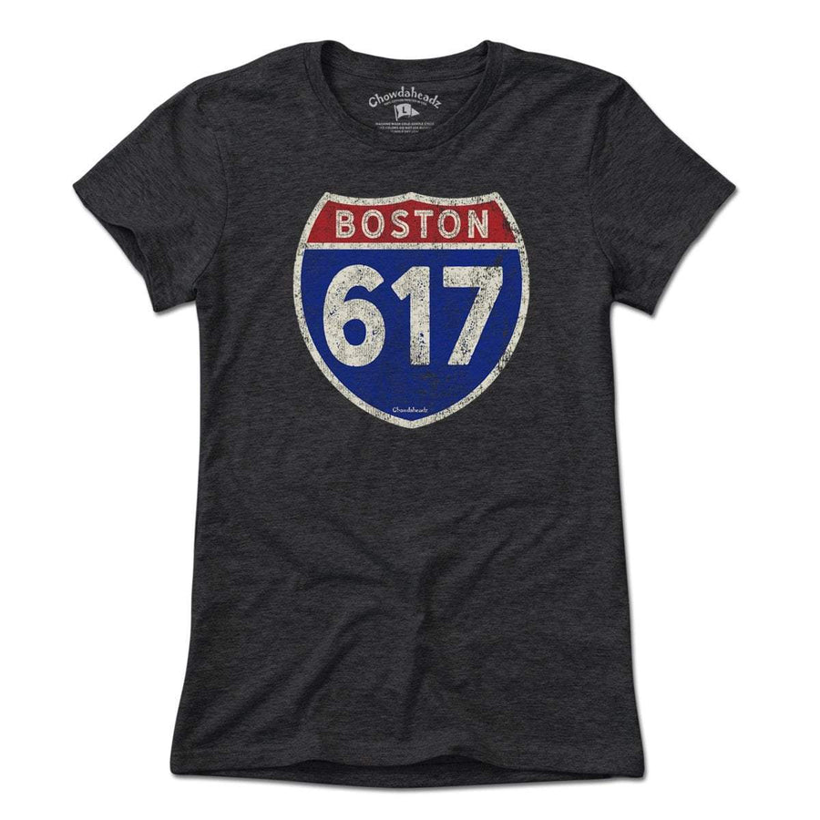Boston 617 Highway Sign T-Shirt - Chowdaheadz