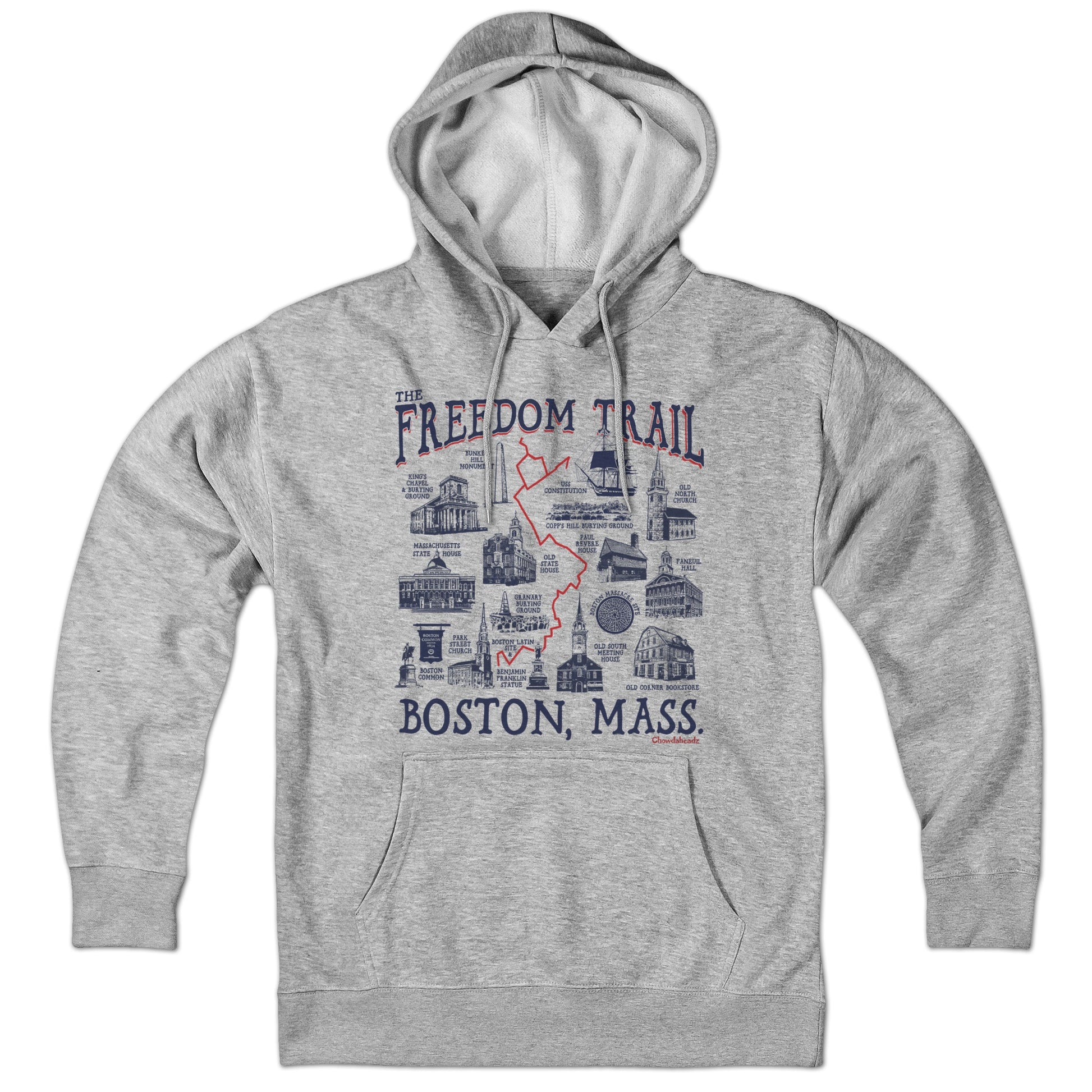 Boston Freedom Trail Sites Hoodie - Chowdaheadz