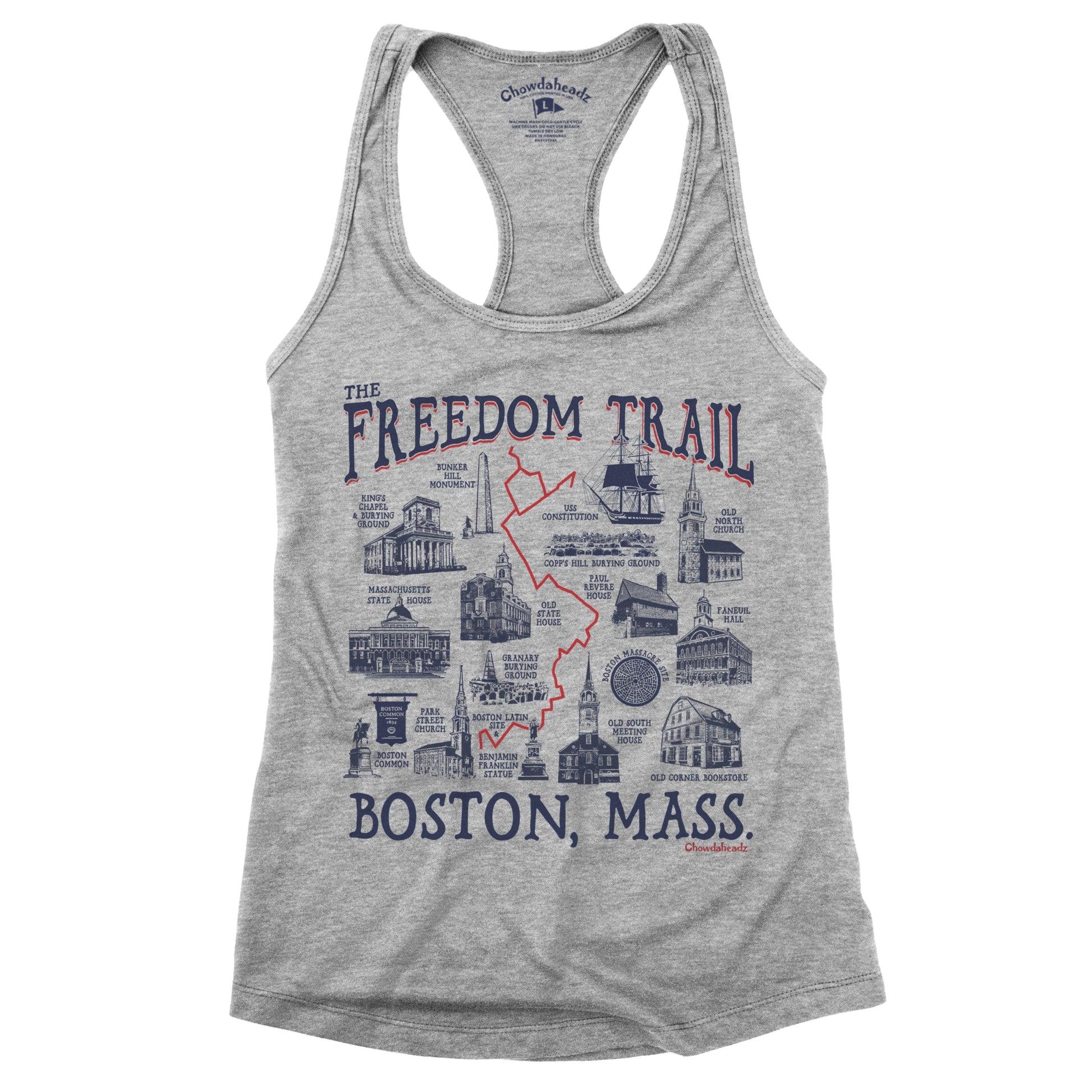 Boston Freedom Trail Sites Ladies Tank Top - Chowdaheadz