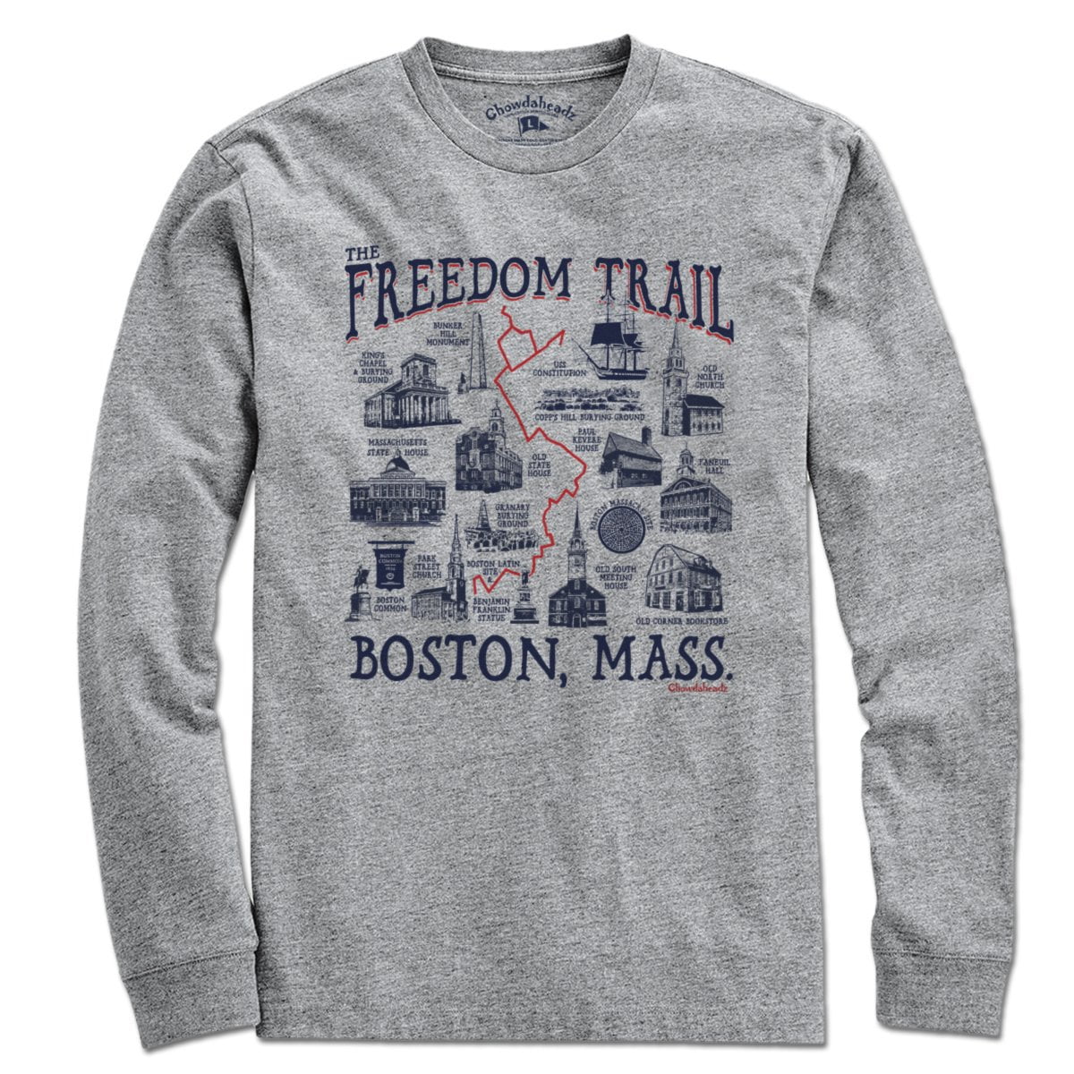 Boston Freedom Trail Sites T-Shirt - Chowdaheadz