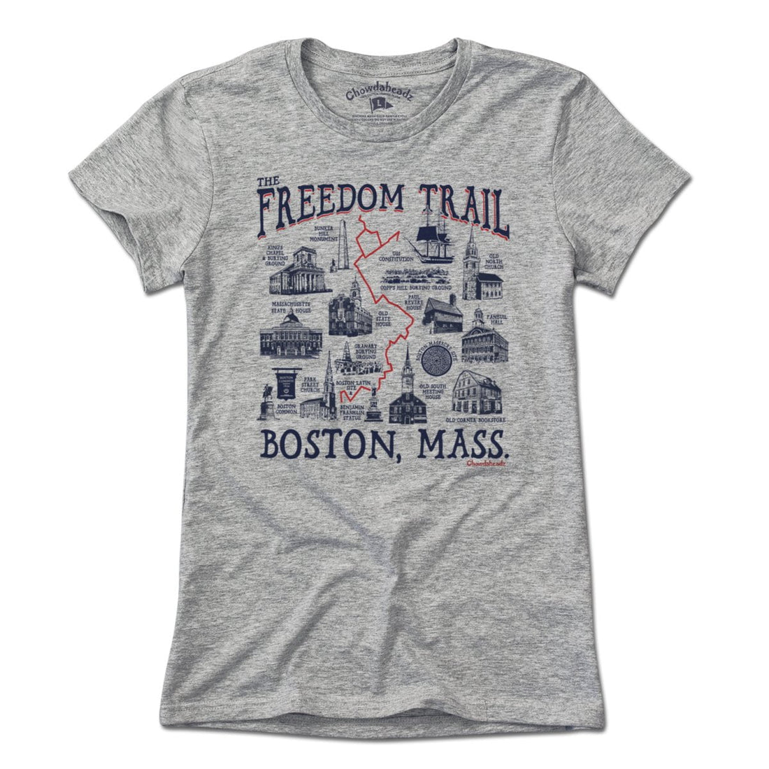 Boston Freedom Trail Sites T-Shirt - Chowdaheadz