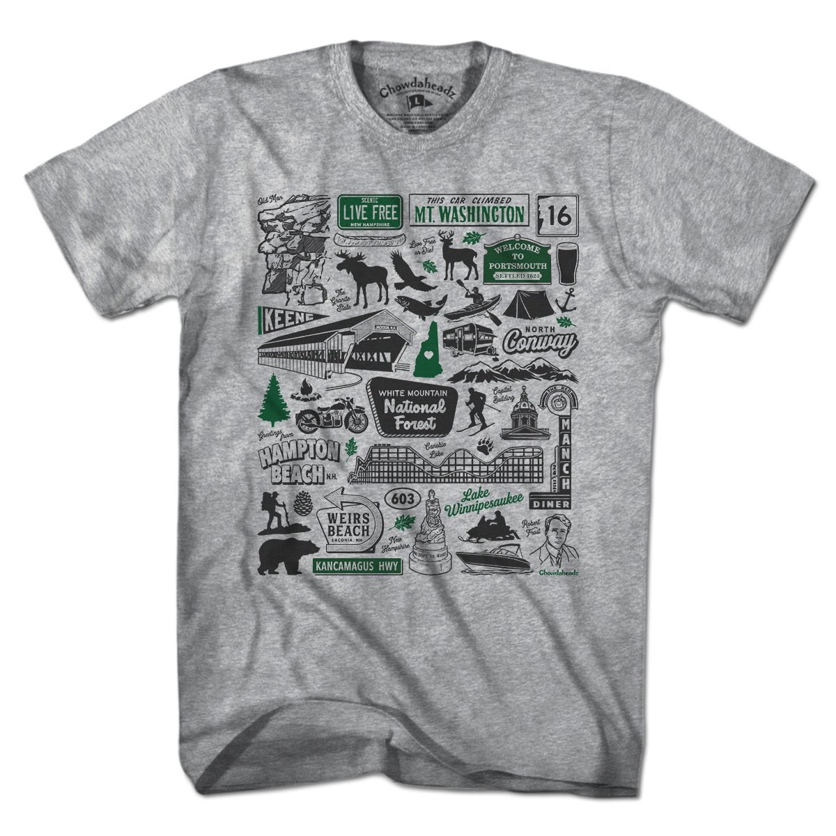 New Hampshire Tourist Attraction T-Shirt - Chowdaheadz
