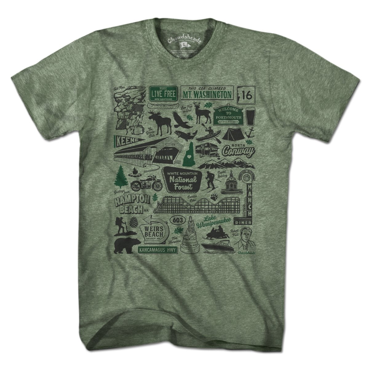 New Hampshire Tourist Attraction T-Shirt - Chowdaheadz