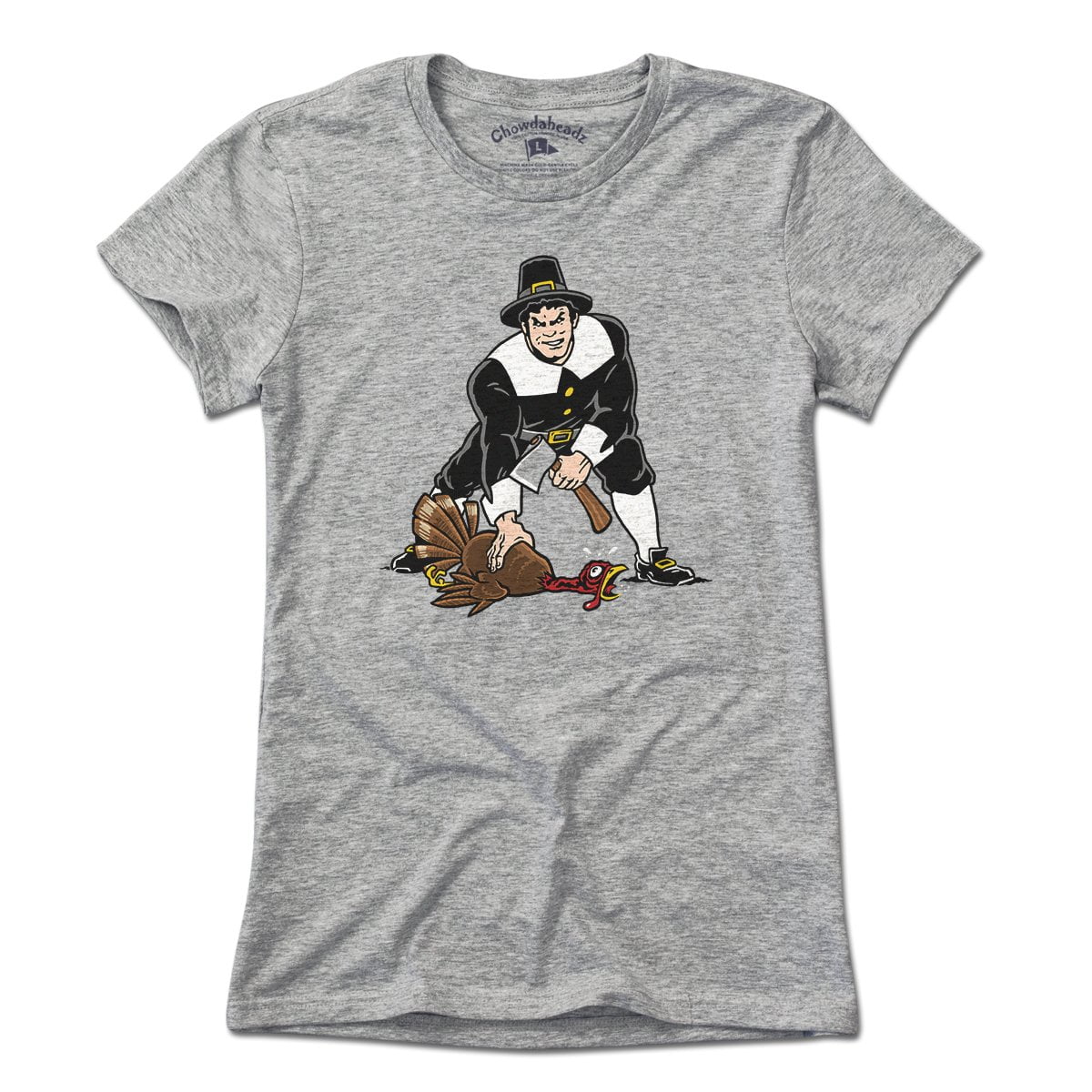 Three Point Stance Thanksgiving Pilgrim T-Shirt - Chowdaheadz